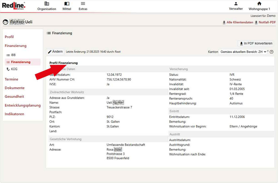 Klienten Profil Finanzierung