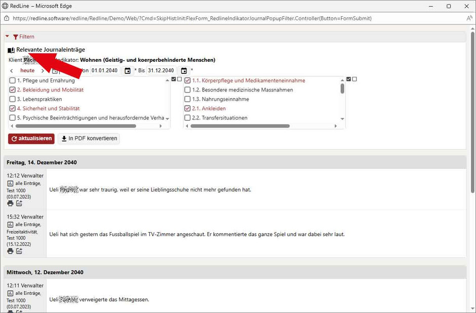 Relevante Journaleinträge