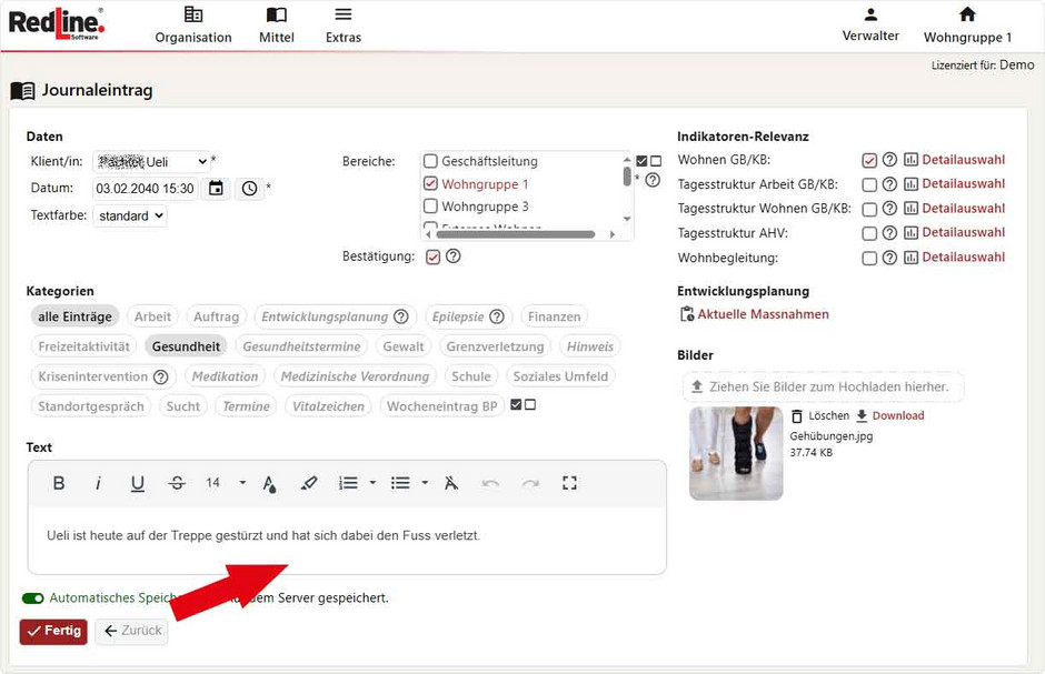 Dialogfeld Journaleintrag erfassen